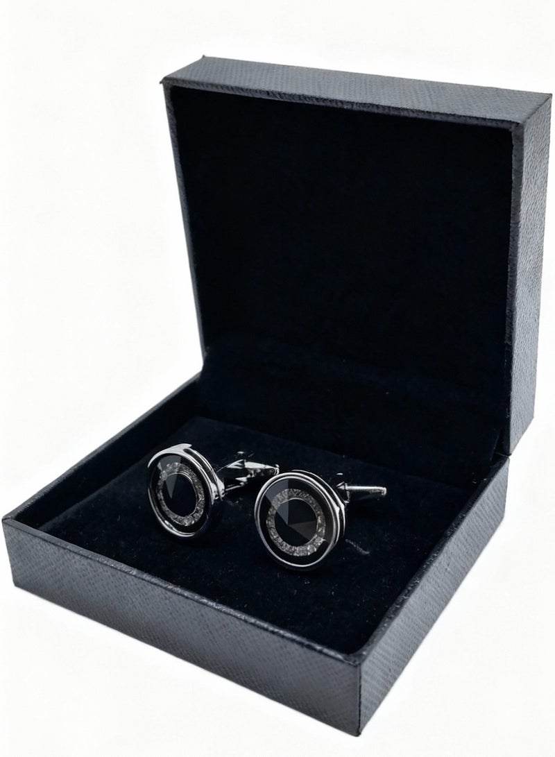 DB Innov. Cufflinks, Grey Black Design Cufflinks, 2 PCS for One Set Premium Copper Jewelry Specially Design for Men's Shirt Wedding Business Gift with Delicate Package Box. - Image 5